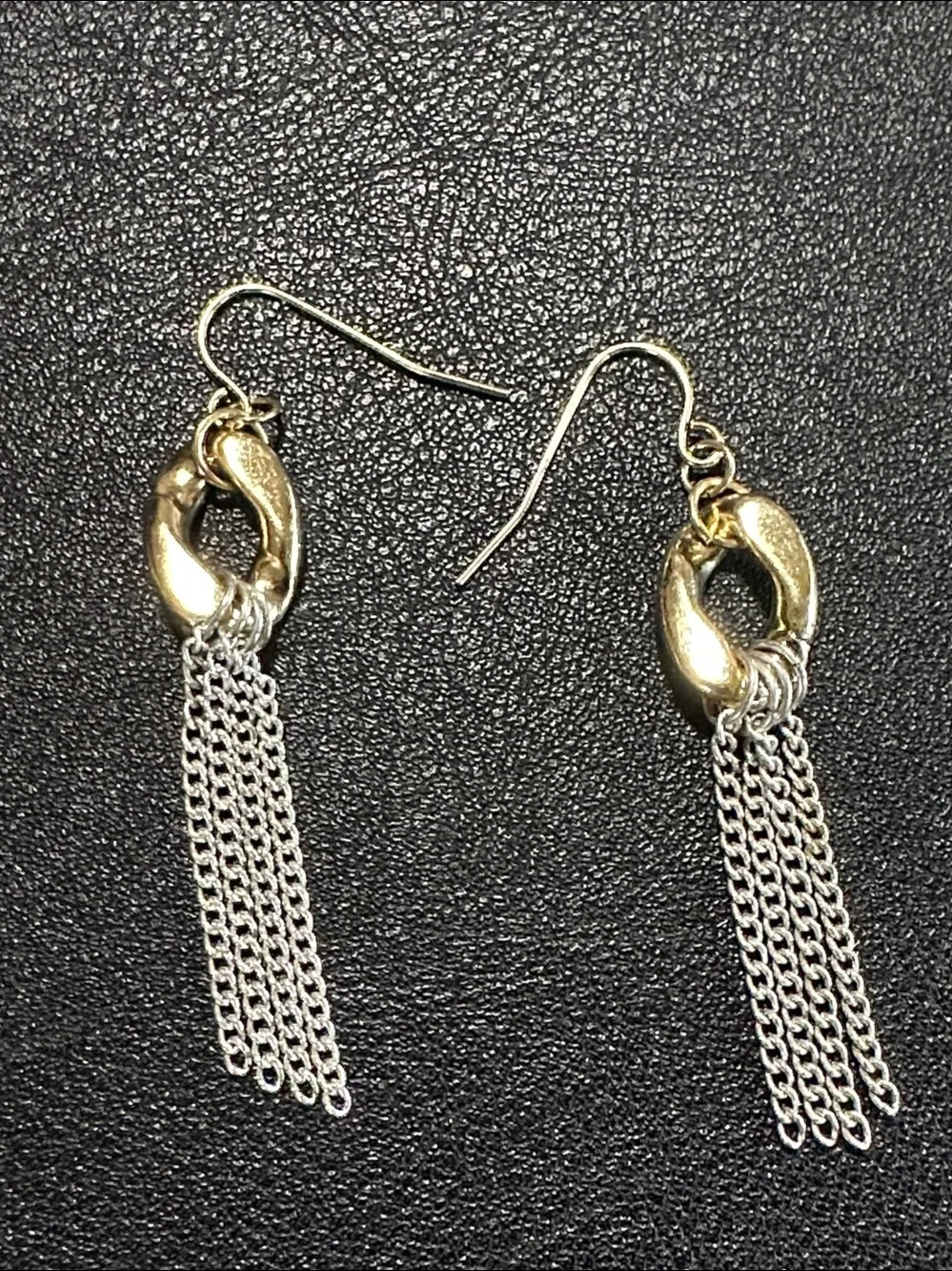 Premier Designs Two Tone Chain Link Tassel Drop Earrings